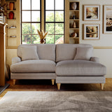 Bampton 3 Seater Chaise Sofa RH Silver Oak Feet from Roseland Furniture