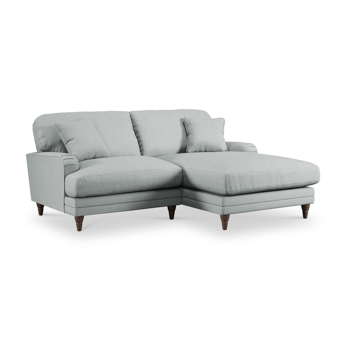 Bampton 3 Seater Chaise Sofa RH Warm Grey Beech Feet from Roseland Furniture