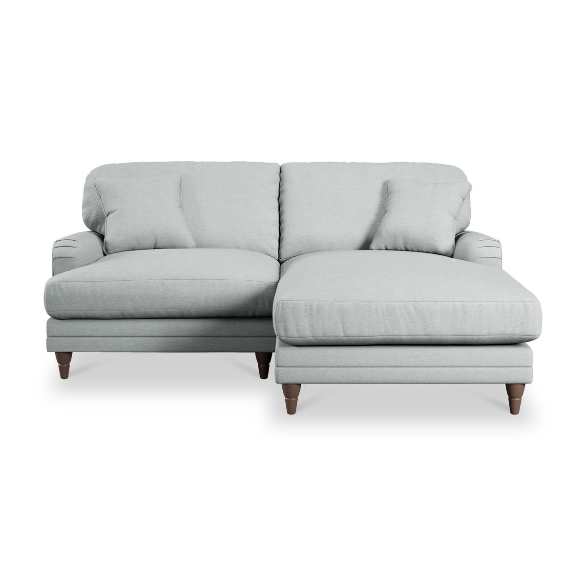 Bampton 3 Seater Chaise Sofa RH Warm Grey Beech Feet from Roseland Furniture