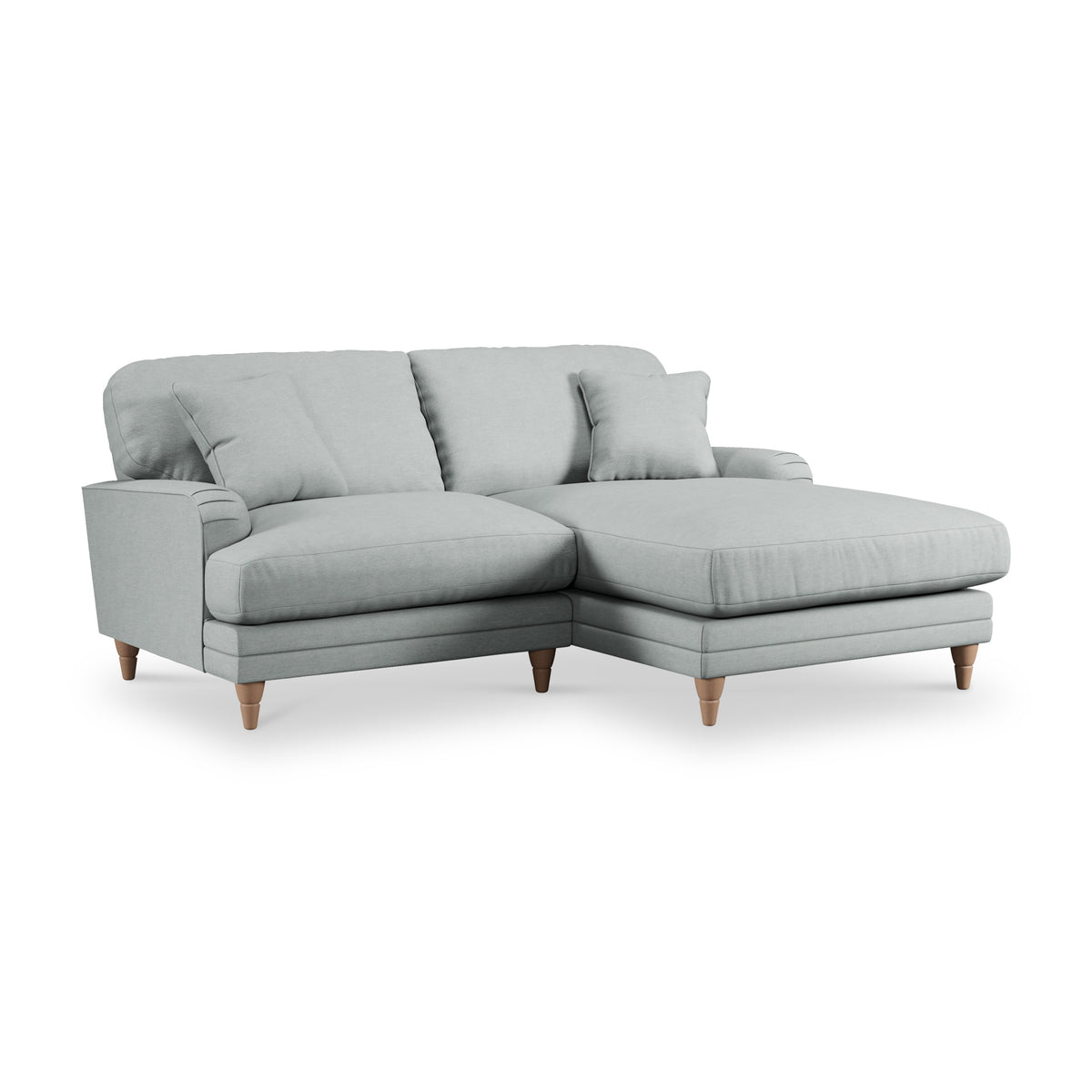 Bampton 3 Seater Chaise Sofa RH Warm Grey Oak Feet from Roseland Furniture