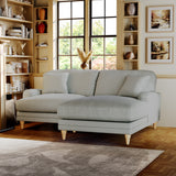 Bampton 3 Seater Chaise Sofa RH Warm Grey Oak Feet from Roseland Furniture