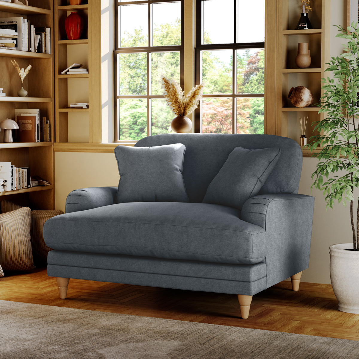 Bampton Snuggle Armchair Granite Oak Feet from Roseland Furniture