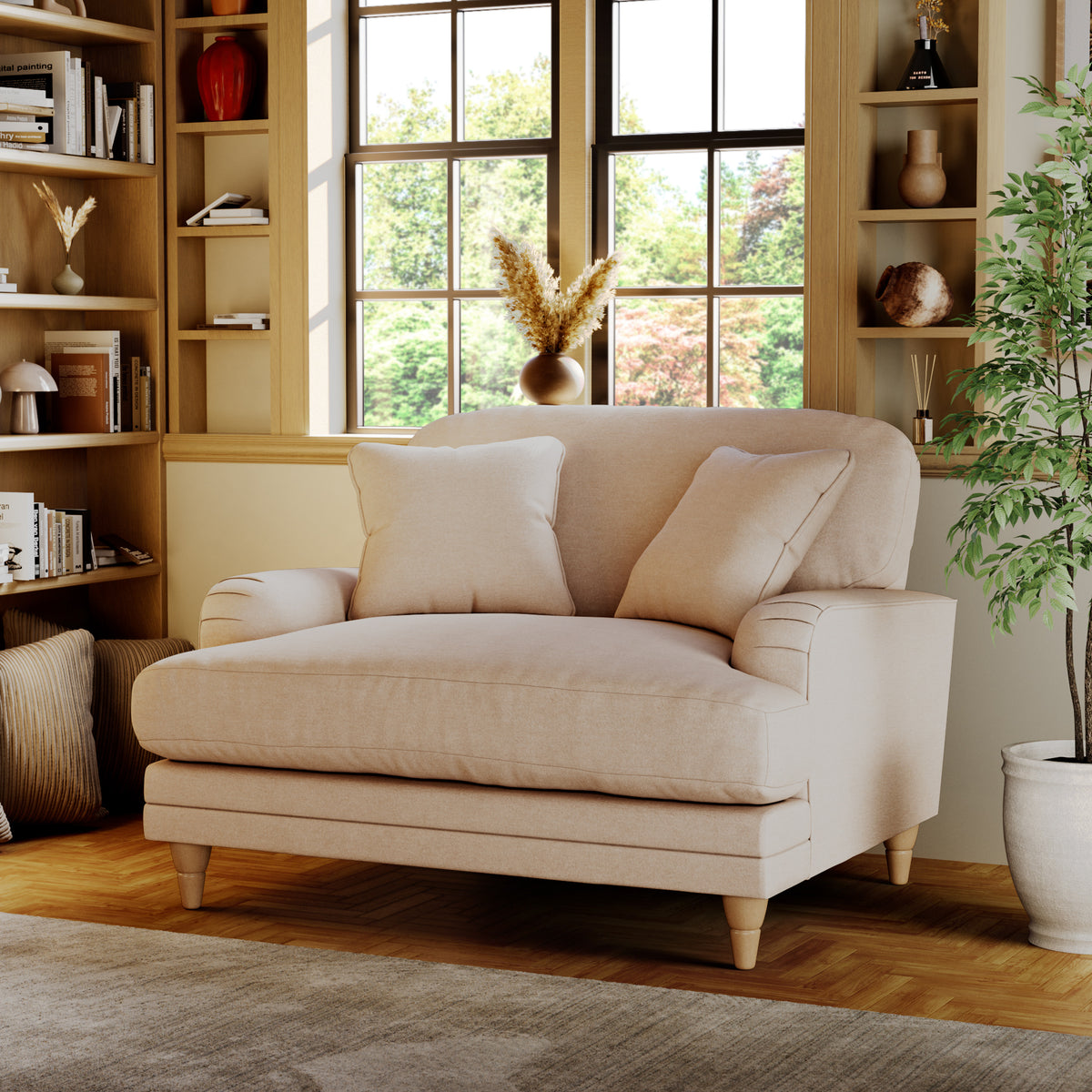 Bampton Snuggle Armchair Cream Oak Feet from Roseland Furniture