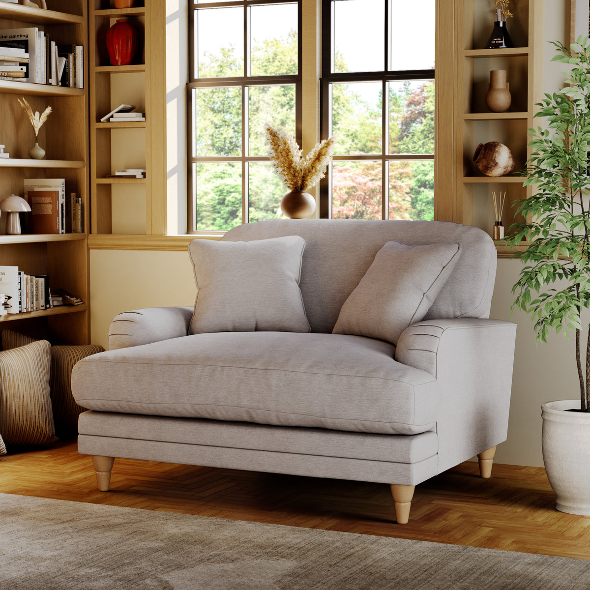 Bampton Snuggle Armchair Silver Oak Feet from Roseland Furniture