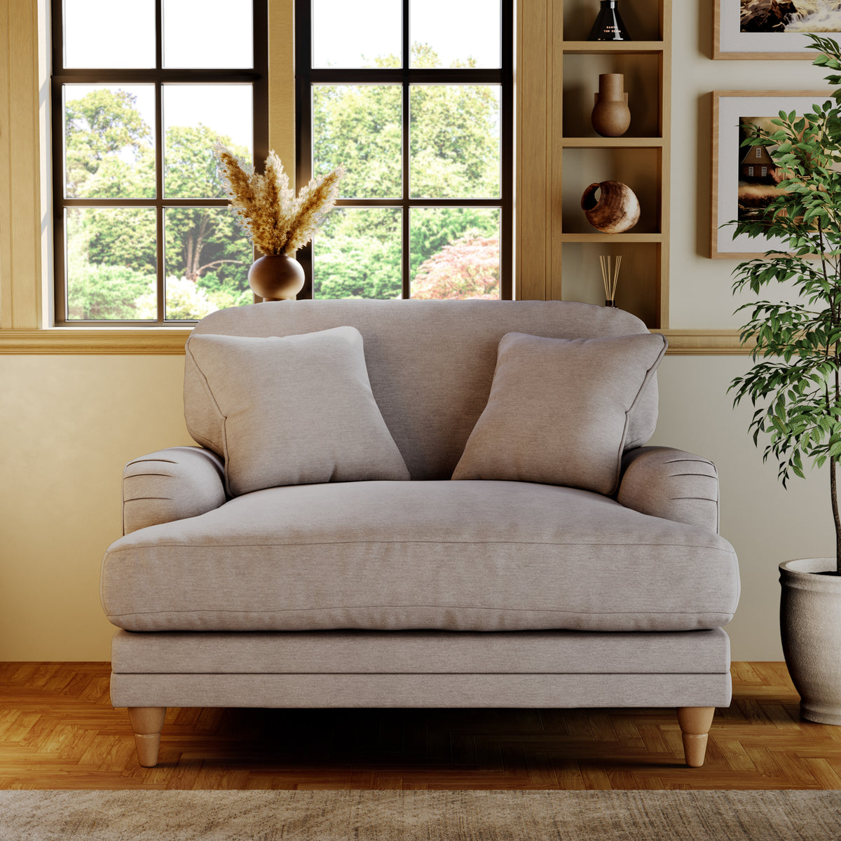 Bampton Snuggle Armchair Silver Oak Feet from Roseland Furniture