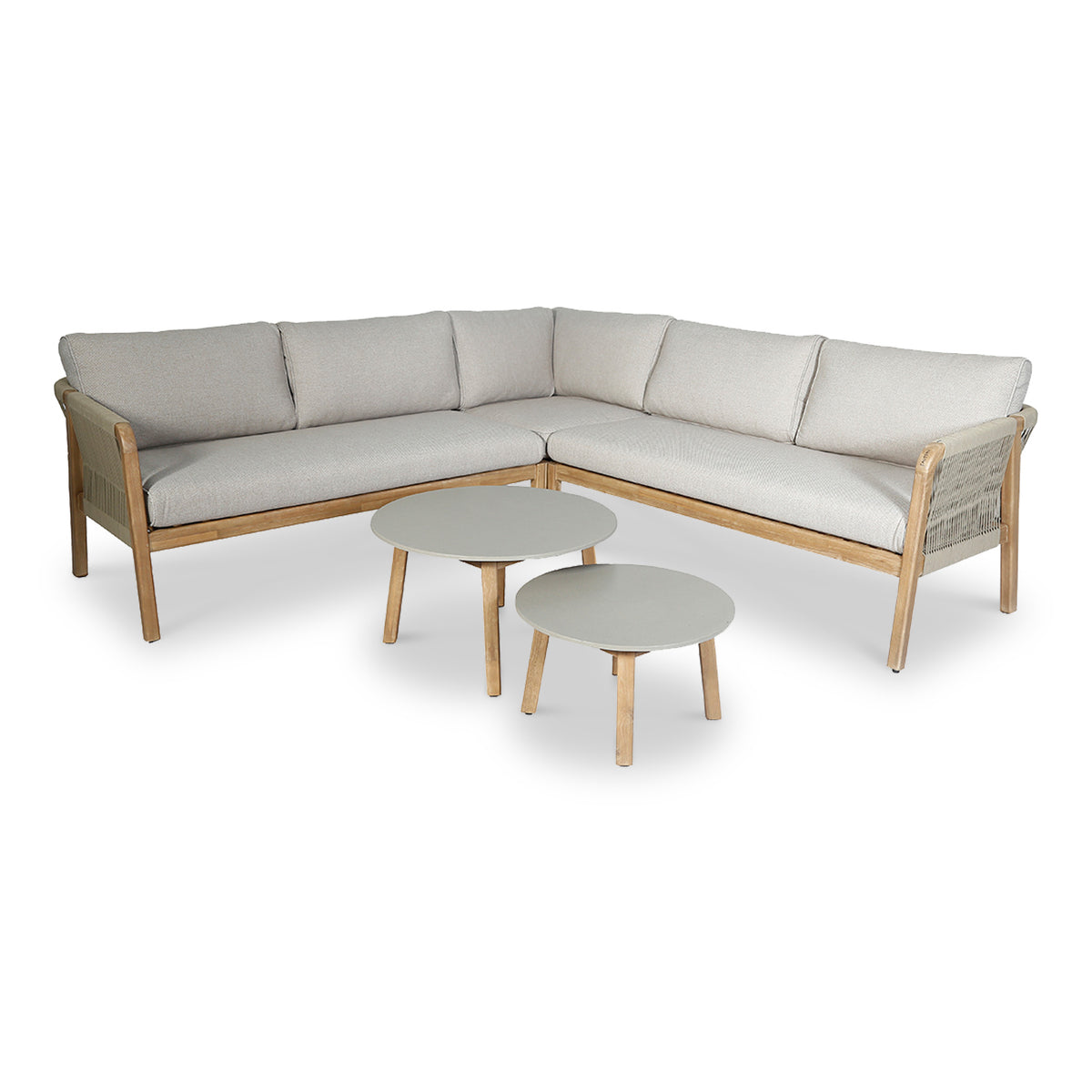 Maze Martinique Outdoor Corner Sofa with 2 Tables from Roseland Furniture