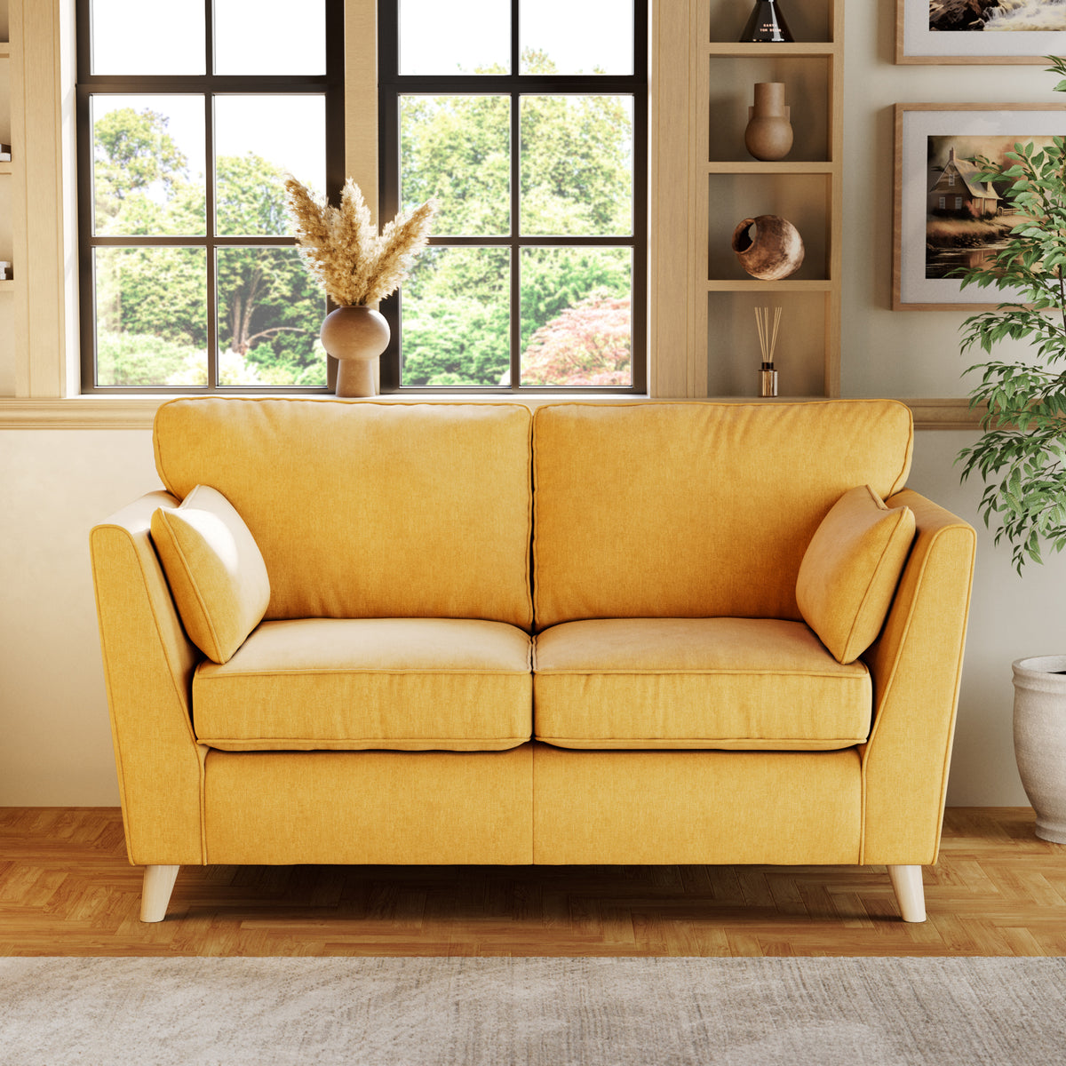Osten 2 Seater Sofa Lemon Oak Feet from Roseland Furniture