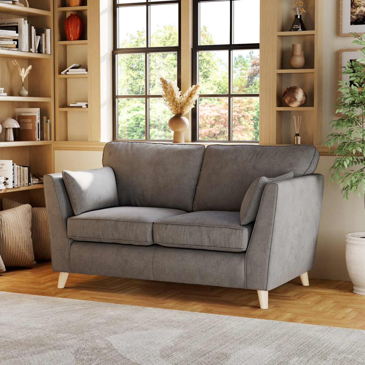 Osten 2 Seater Sofa Pewter Oak Feet from Roseland Furniture