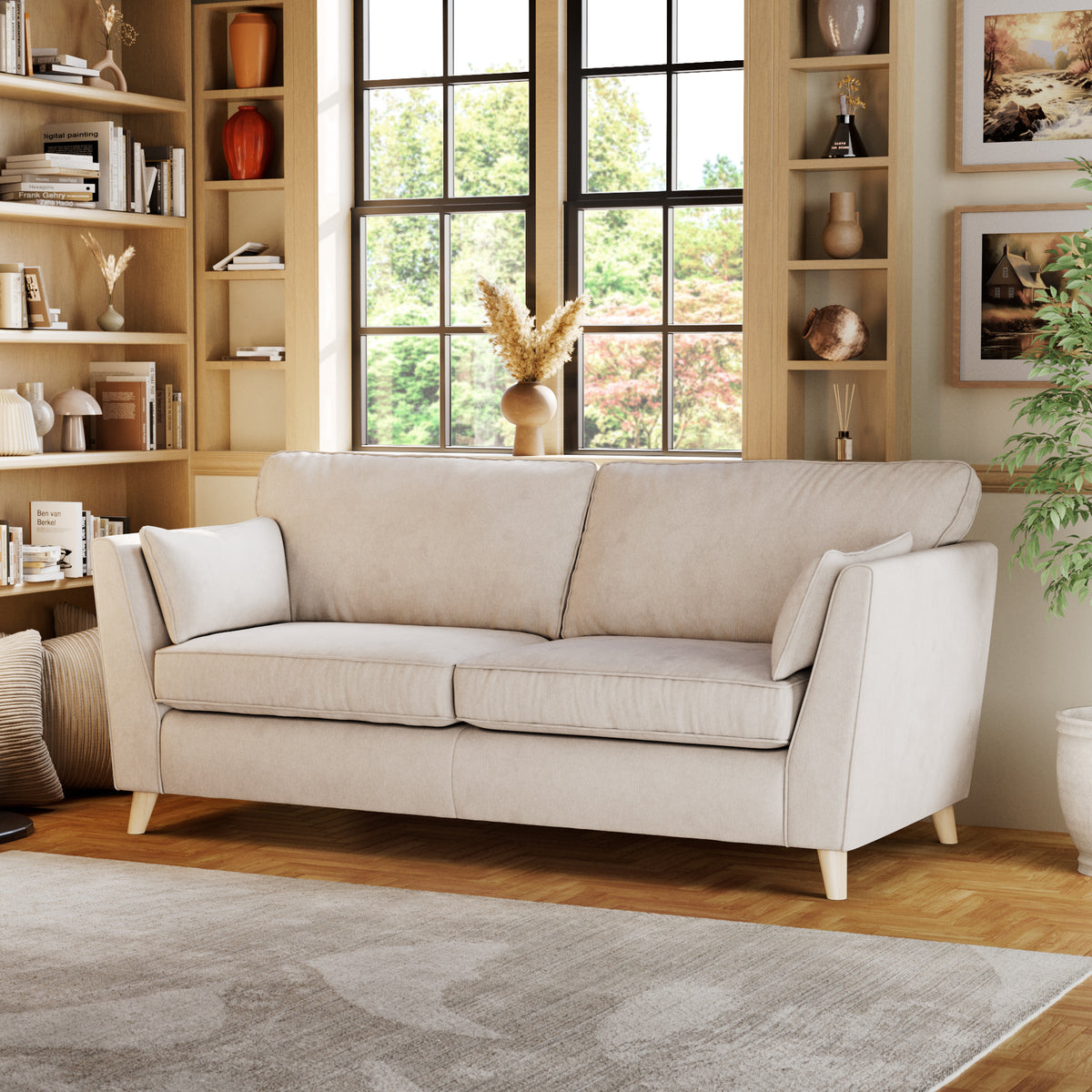 Osten 3 Seater Sofa Stone Oak Feet from Roseland Furniture