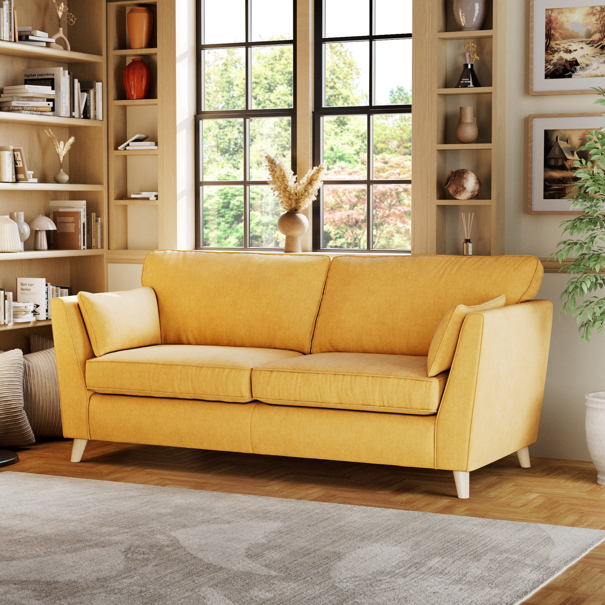 Osten 3 Seater Sofa Lemon Oak Feet from Roseland Furniture