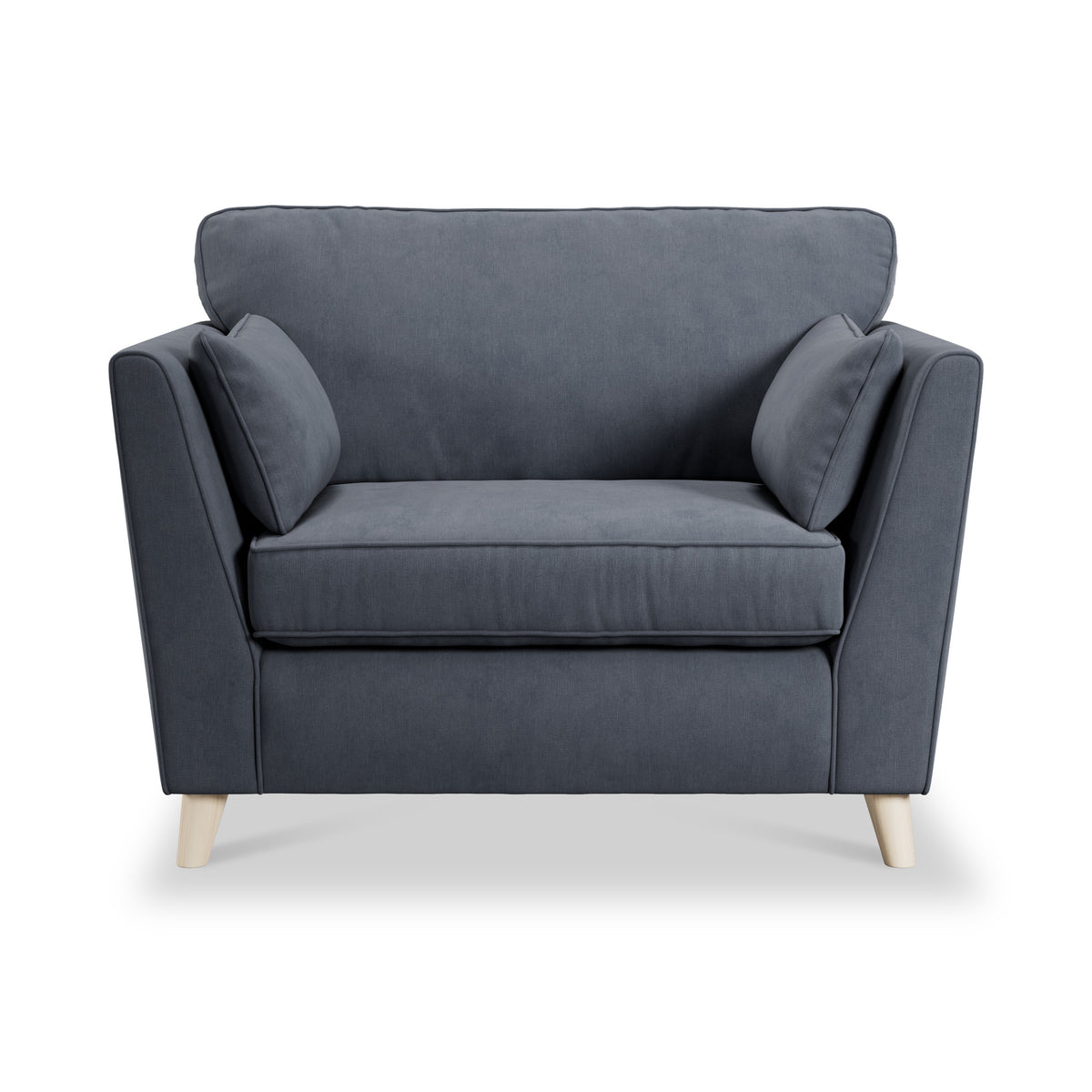 Osten Snuggler Armchair Navy Oak Feet from Roseland Furniture