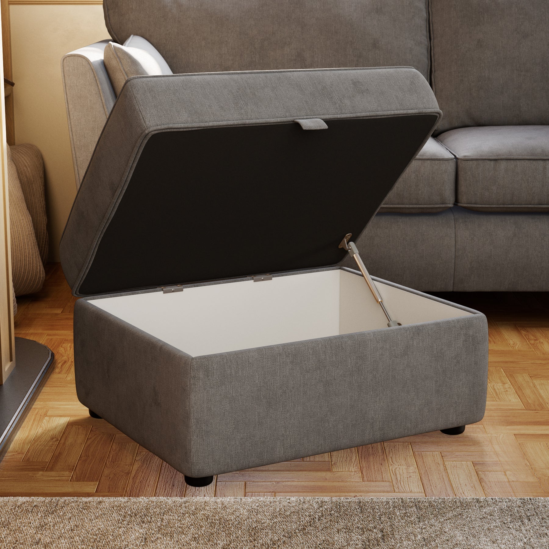 Osten Storage Footstool Pewter from Roseland Furniture