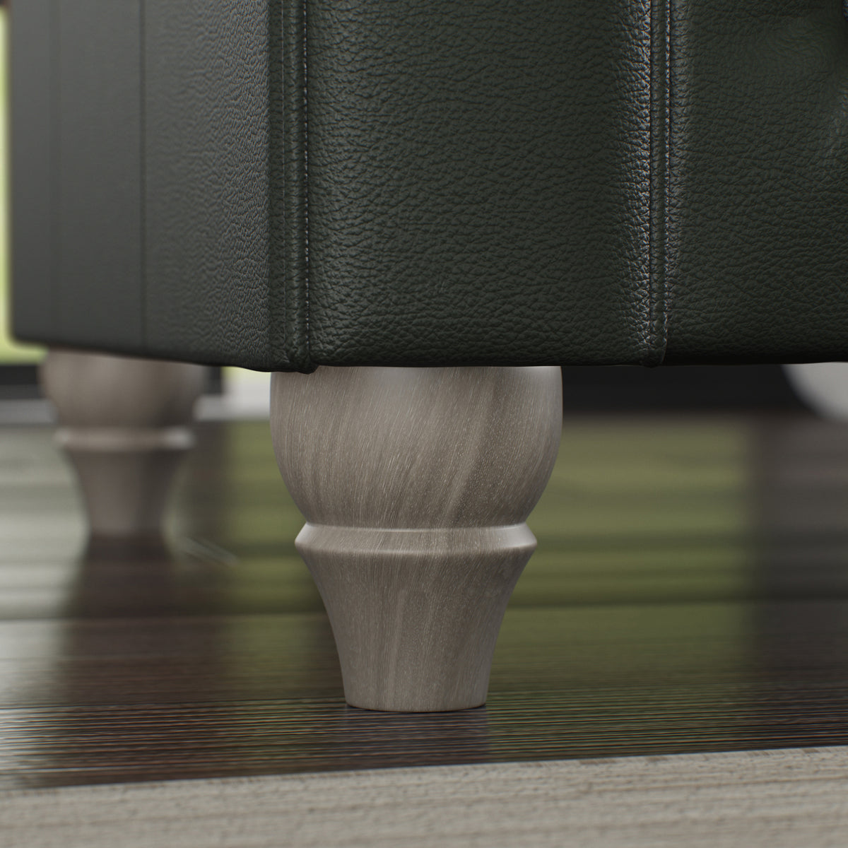 Everett Leather Armchair Green Washed Oak Feet from Roseland Furniture
