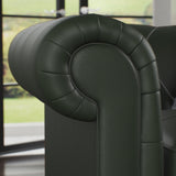 Everett Leather Armchair Green Washed Oak Feet from Roseland Furniture