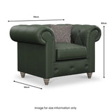 Everett Leather Armchair Green Washed Oak Feet from Roseland Furniture