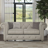 Everett Leather 2 Seater Sofa Cloud Washed Feet from Roseland Furniture