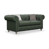 Everett Leather 2 Seater Sofa Green Washed Feet from Roseland Furniture