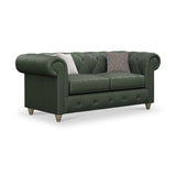 Everett Leather 2 Seater Sofa Green Walnut Feet from Roseland Furniture
