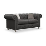 Everett Leather 2 Seater Sofa Raven Washed Feet from Roseland Furniture