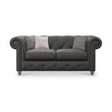 Everett Leather 2 Seater Sofa Raven Washed Feet from Roseland Furniture