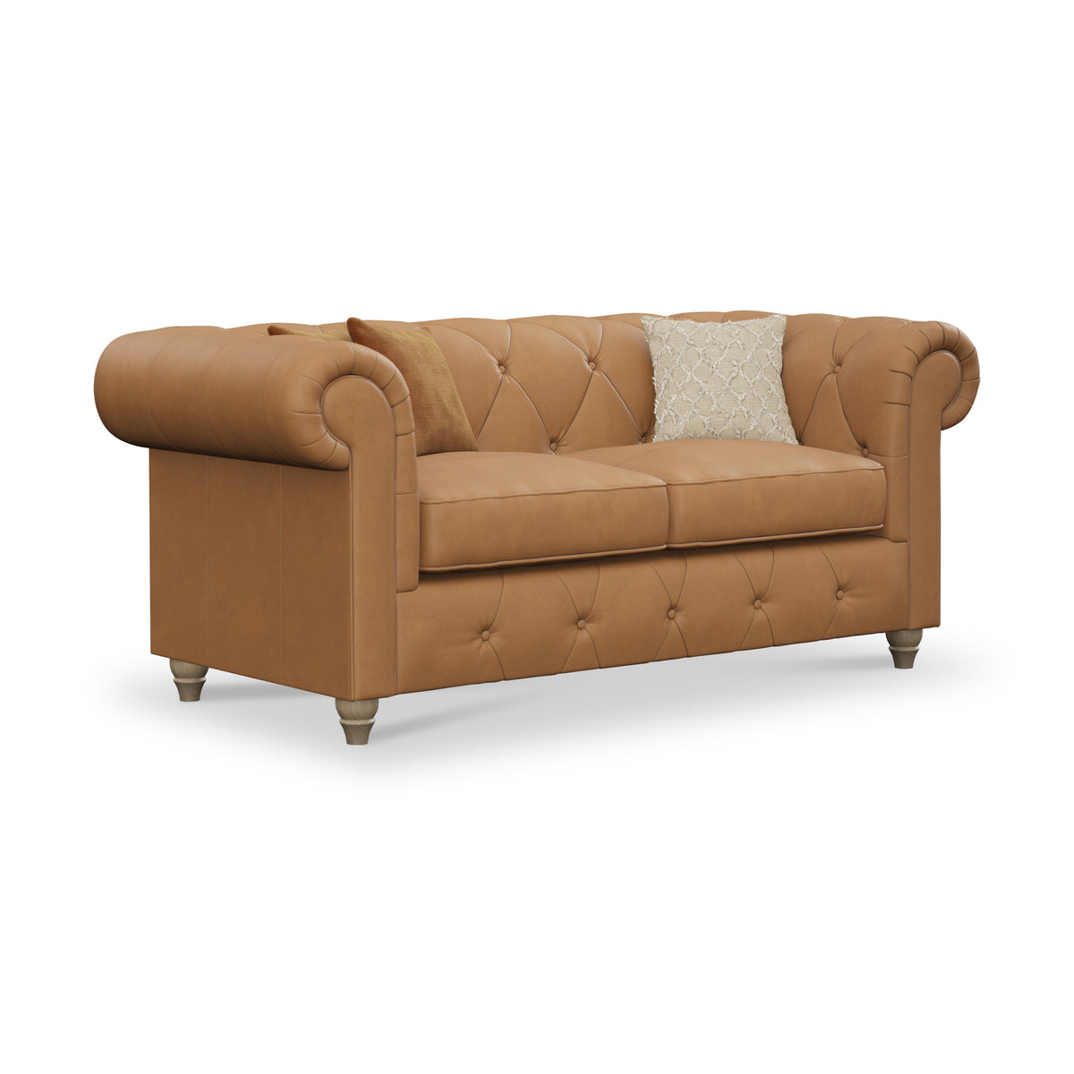 Everett Leather 2 Seater Sofa Saddle Walnut Feet from Roseland Furniture