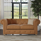 Everett Leather 2 Seater Sofa Saddle Walnut Feet from Roseland Furniture