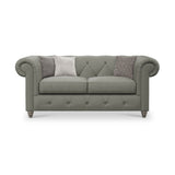 Everett Leather 2 Seater Sofa Stone Grey Washed Feet from Roseland Furniture