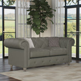 Everett Leather 2 Seater Sofa Stone Grey Washed Feet from Roseland Furniture