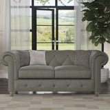 Everett Leather 2 Seater Sofa Stone Grey Washed Feet from Roseland Furniture