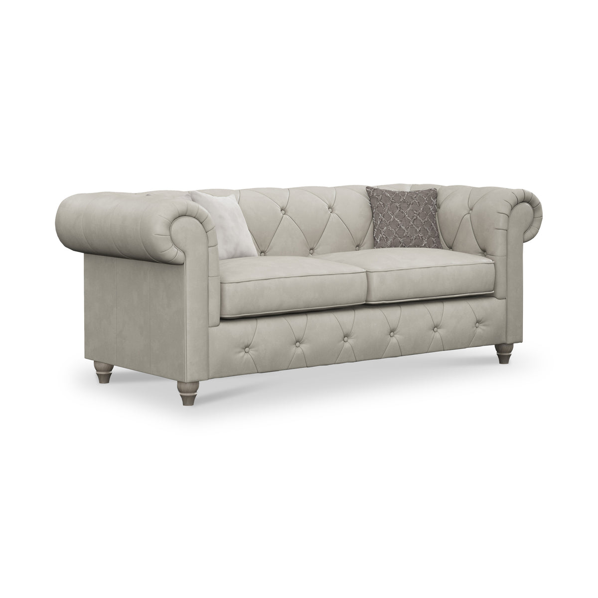 Everett Leather 3 Seater Sofa Cloud Washed Feet from Roseland Furniture
