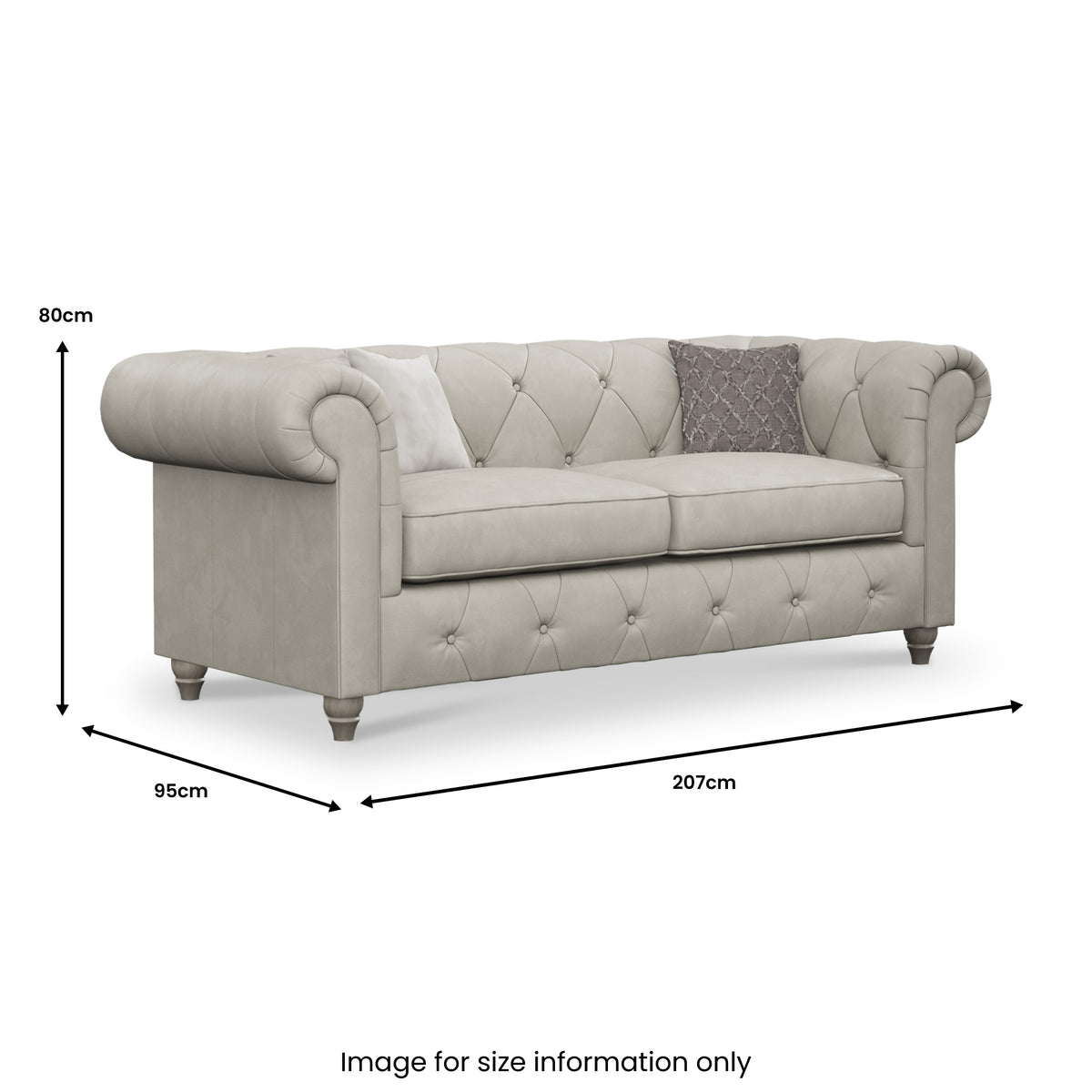 Everett Leather 3 Seater Sofa Cloud Washed Feet from Roseland Furniture