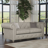 Everett Leather 3 Seater Sofa Cloud Washed Feet from Roseland Furniture