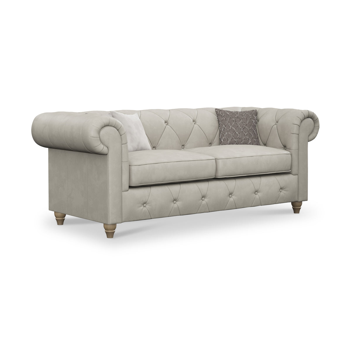 Everett Leather 3 Seater Sofa Cloud Walnut Feet from Roseland Furniture