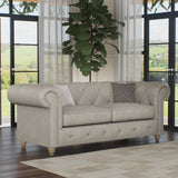 Everett Leather 3 Seater Sofa Cloud Walnut Feet from Roseland Furniture
