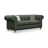 Everett Leather 3 Seater Sofa Green Walnut Feet from Roseland Furniture