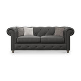 Everett Leather 3 Seater Sofa Raven Washed Feet from Roseland Furniture