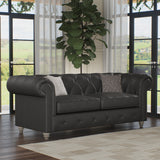 Everett Leather 3 Seater Sofa Raven Washed Feet from Roseland Furniture