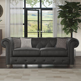 Everett Leather 3 Seater Sofa Raven Washed Feet from Roseland Furniture