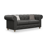 Everett Leather 3 Seater Sofa Raven Walnut Feet from Roseland Furniture
