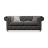 Everett Leather 3 Seater Sofa Raven Walnut Feet from Roseland Furniture