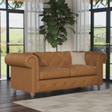 Everett Leather 3 Seater Sofa Saddle Washed Feet from Roseland Furniture