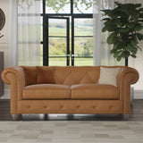 Everett Leather 3 Seater Sofa Saddle Washed Feet from Roseland Furniture