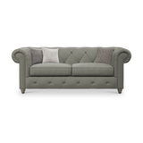 Everett Leather 3 Seater Sofa Stone Grey Washed Feet from Roseland Furniture