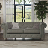 Everett Leather 3 Seater Sofa Stone Grey Washed Feet from Roseland Furniture
