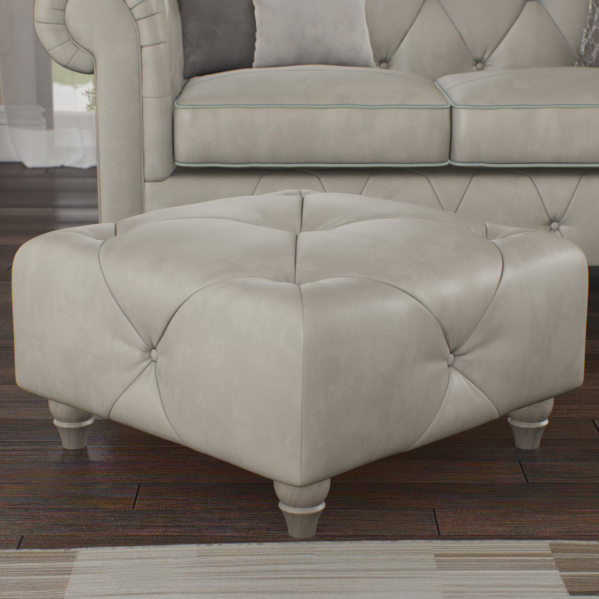 Everett Leather Footstool Cloud Washed Feet from Roseland Furniture