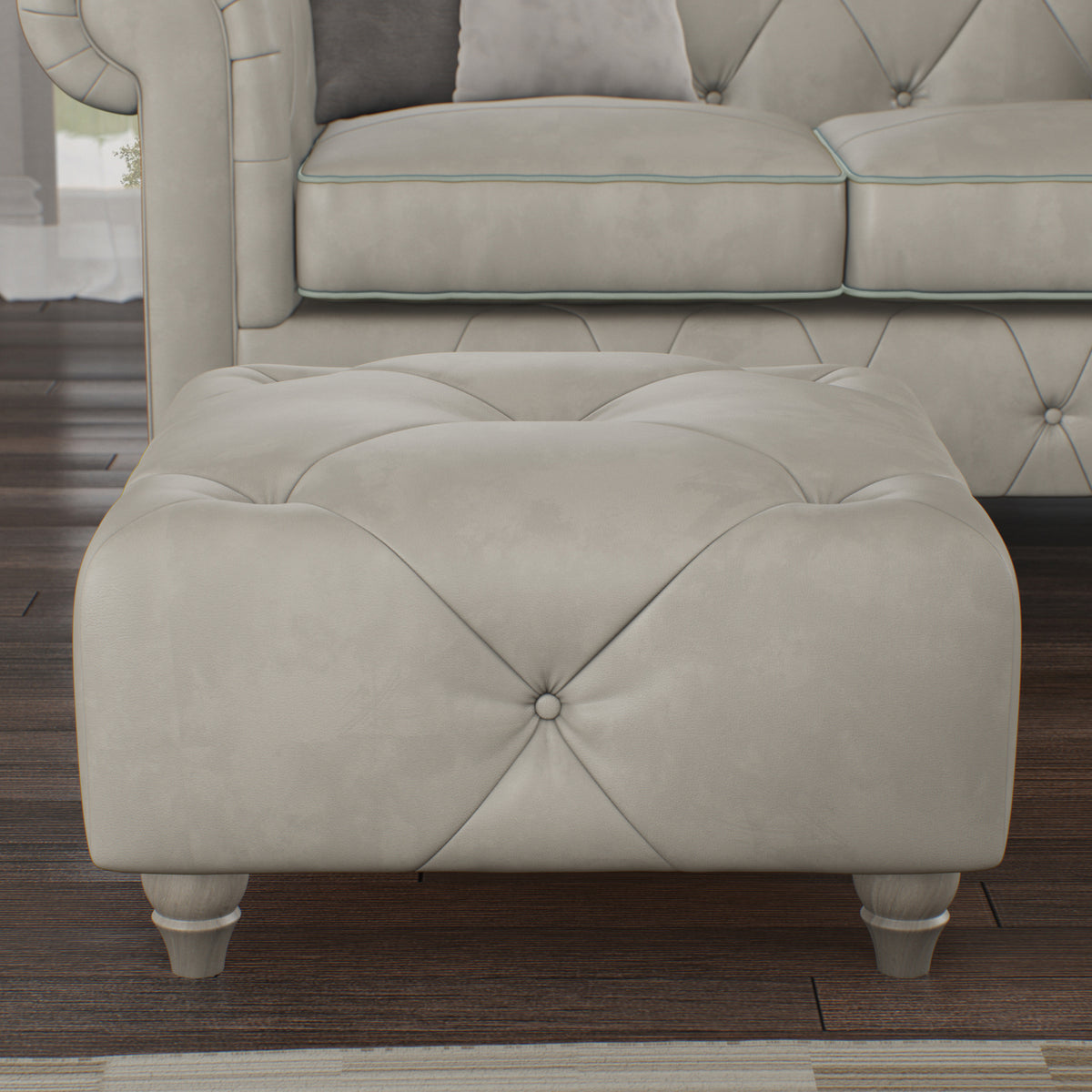 Everett Leather Footstool Cloud Washed Feet from Roseland Furniture