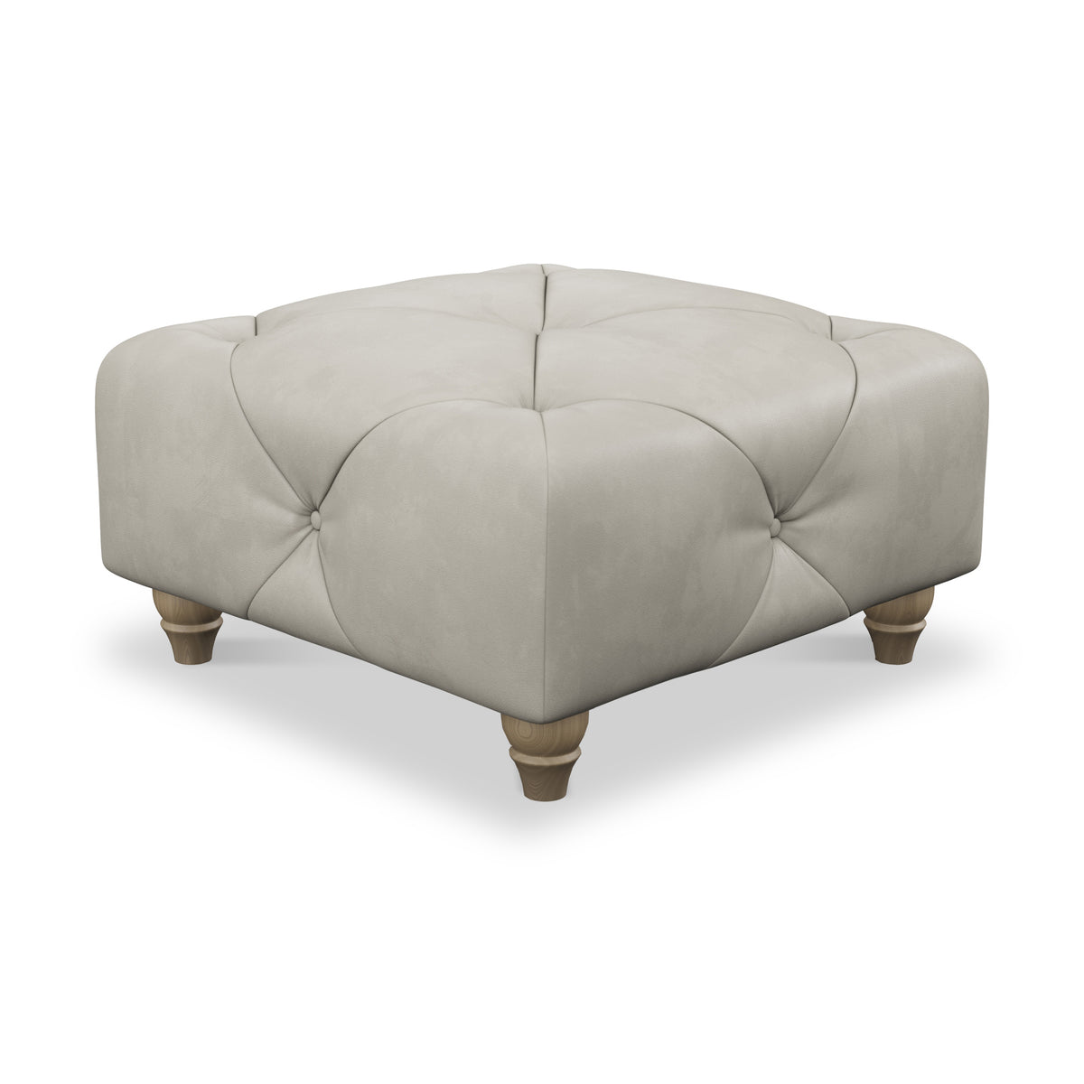 Everett Leather Footstool Cloud Walnut Feet from Roseland Furniture