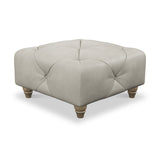 Everett Leather Footstool Cloud Walnut Feet from Roseland Furniture