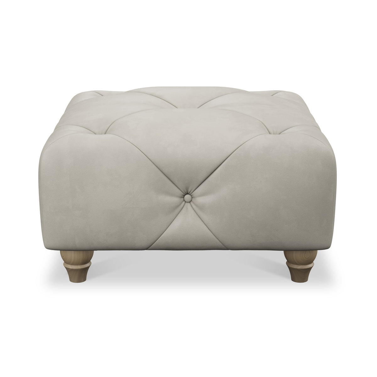 Everett Leather Footstool Cloud Walnut Feet from Roseland Furniture