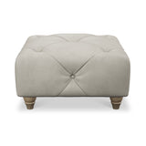 Everett Leather Footstool Cloud Walnut Feet from Roseland Furniture